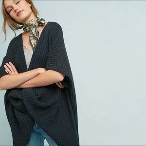 Anthropologie Front Twist Ribbed Knit Poncho OS